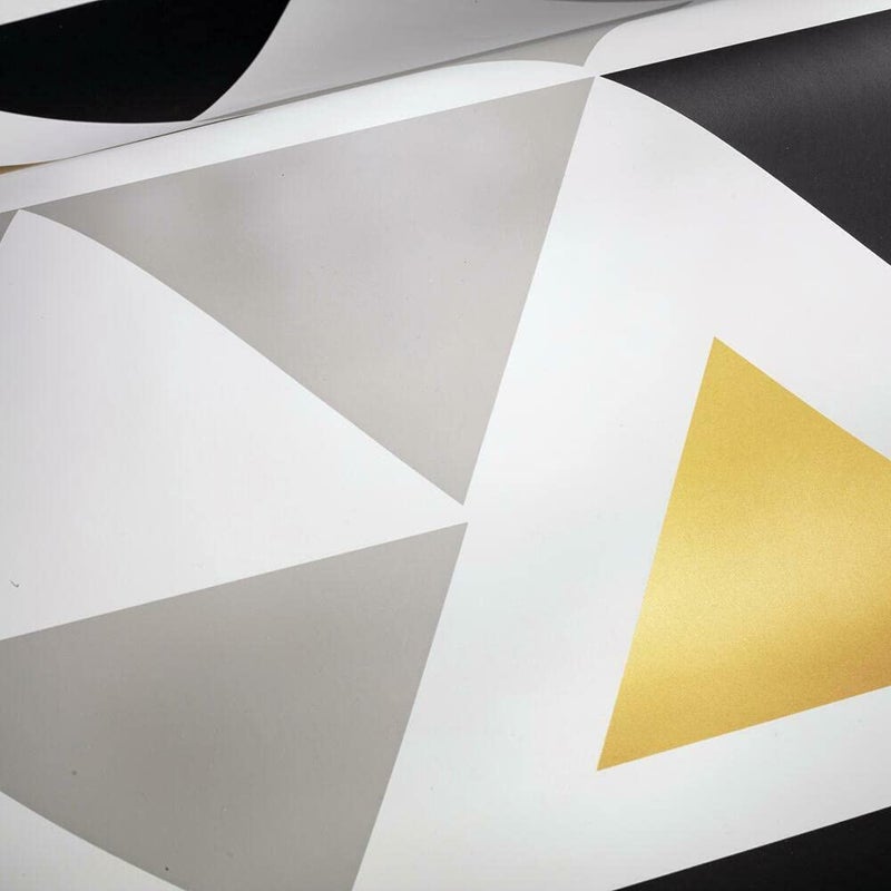 RoomMates RMK9055WP Metallic Gold Geometric Triangle Peel and Stick Wallpaper - Image 4